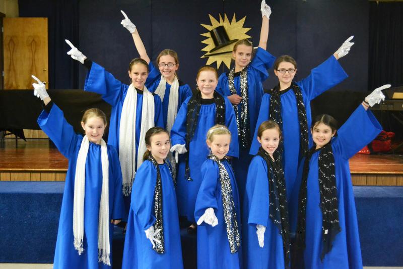 The Marion Junior Show Choir will perform a tribute to Michael Jackson (hence the gloves). Back row: Alexandria Strand, left, and Camryn Kidney. Middle row: Katherine Dwyer, left, Claire Barry, and Brianna Lynch. Front row: Caroline Owens, left, Erin Scott, Abby Wiksten, Jenna Gamache, and Bella Carrillo. BY JENNIFER HESHION