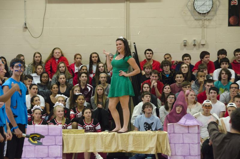 The evil Lord Farquaad, of Seekonk, was on the search for Princess Fiona, Michaela Bouvette, who had the ORR playbook in the seniors' first place skit. BY GEORGIA SPARLING