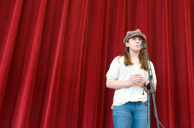 Lilah Gendreau belts out "On My Own" from Les Miserables at the Old Hammondtown School talent show. BY GEORGIA SPARLING