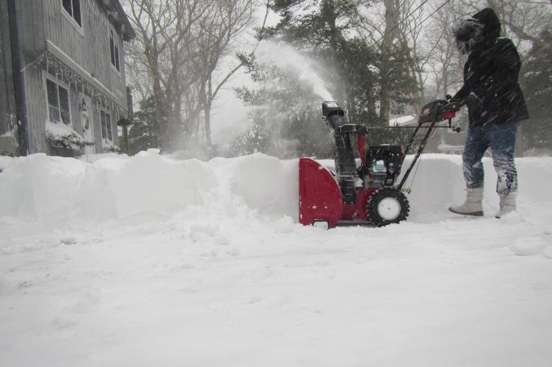Noi Sabal clears snow at her home in Mattapoisett. "It's amazing how nice everyone gets when you have your snow blower out!" Sabal joked. COURTESY NOI SABAL