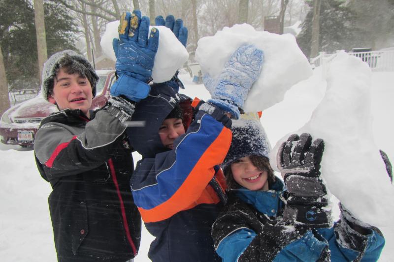 Jake Louden, center and friends Ethan and Spencer Perez-Dormitzer enjoy a day off school in Mattapoisett. COURTESY NOI SABAL