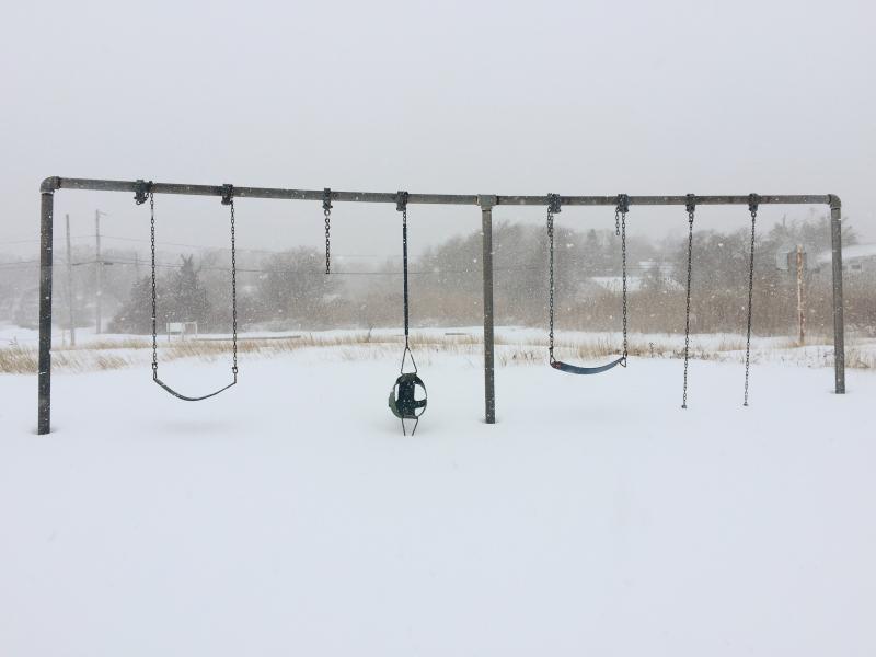 Not exactly a day to go swinging in Mattapoisett. COURTESY JENNIFER ADAMS