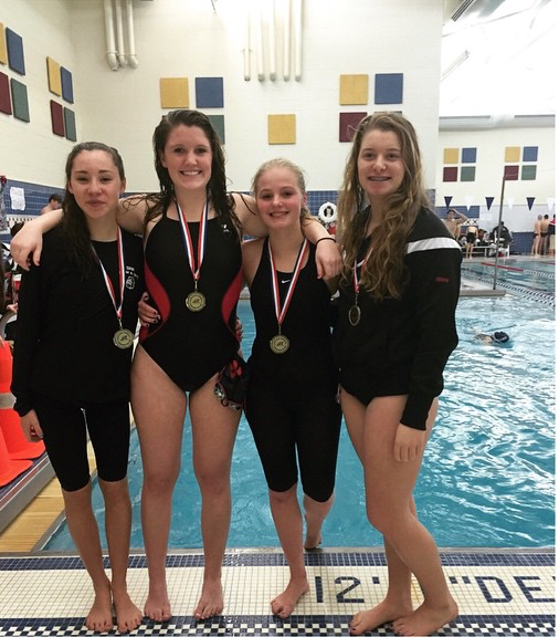 Avery Nugent, Cate Feldkamp, Julianne Mariner and Chloe Riley are the first relay team to qualify for both sectionals and state championships. BY CHRISSI GELSON