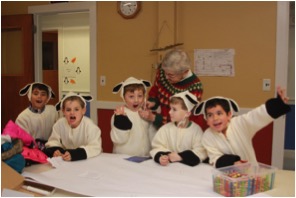 Bryce Fortin, Henry Berry, Liam Phillips, Jack Thompson and Matthew Crain played the sheep in the Christmas pageant. COURTESY LISA DUNN/ALWAYSDUNNRIGHT PHOTOGRAPHY