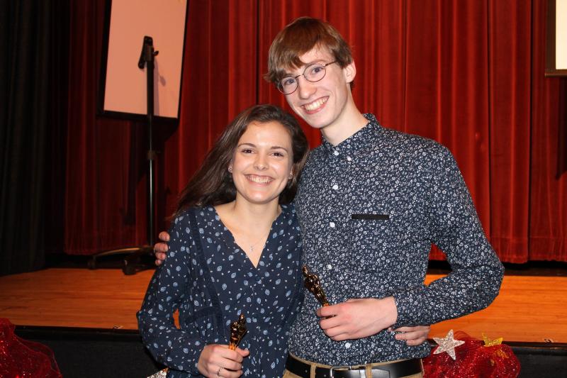 Nicole Matson and Edward Krawczyk pose with their trophies for Cutest Couple in the senior class. BY SARA LAFRANCE