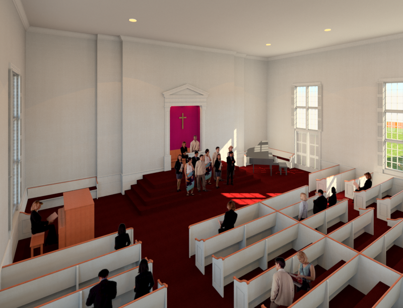 The church will consider a more spacious sanctuary as part of its renovations. COURTESY MATTAPOISETT CONGREGATIONAL CHURCH