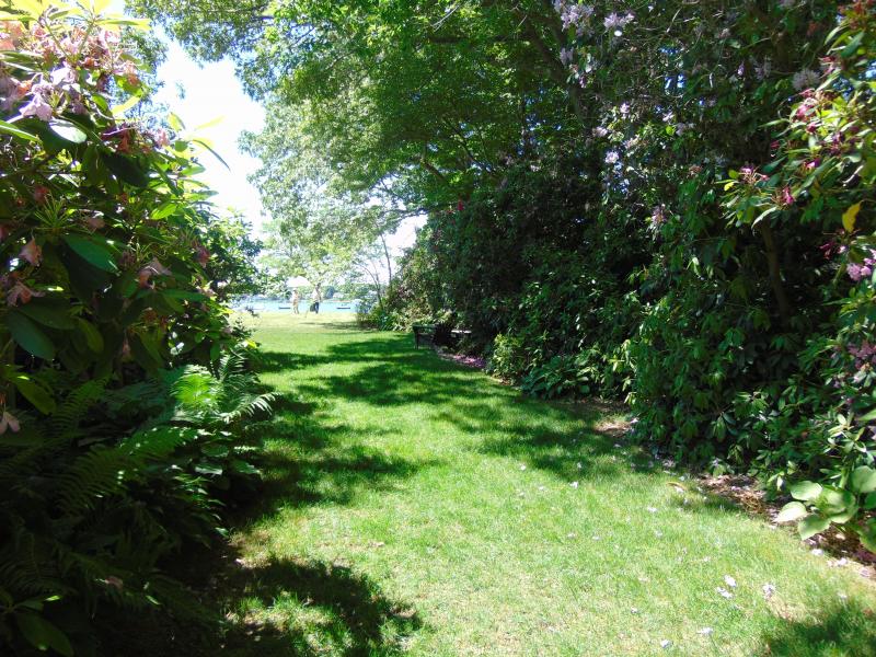 The walk to the back garden of this home on Allens Point was full of flowers and trees. BY TANNER HARDING