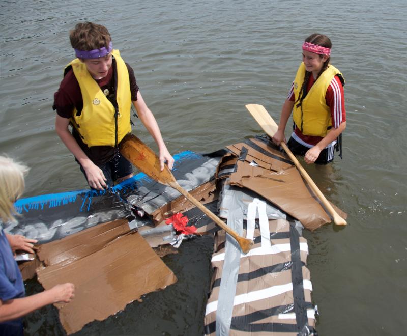 In cardboard boat race, the names have it