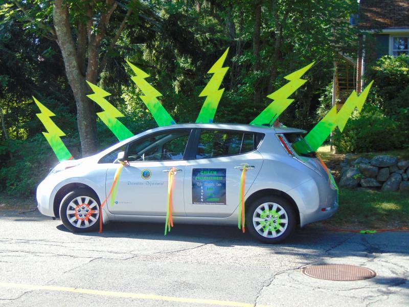 The Marion Energy Management Committee decked out the town's electric car for the parade. BY TANNER HARDING