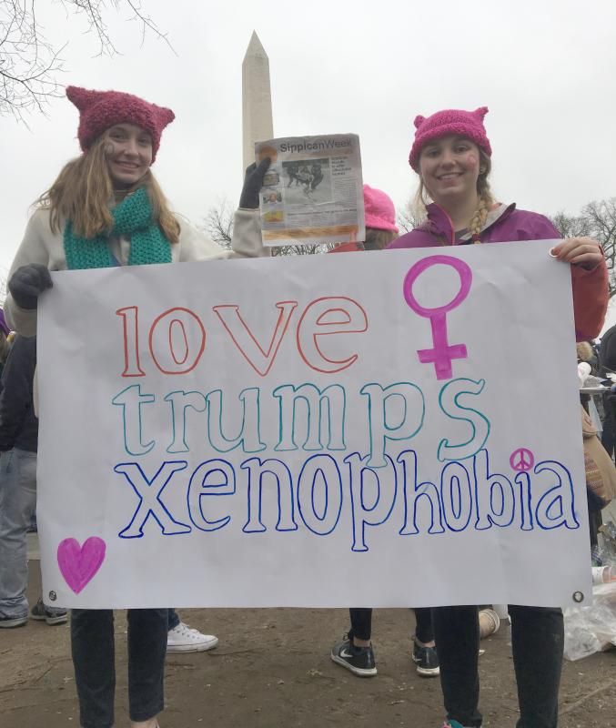 Emily Wilson of Marion and her cousin Julie Balboni marched with family members (and Sippican Week!) in D.C. BY JEANNINE DONOGHUE