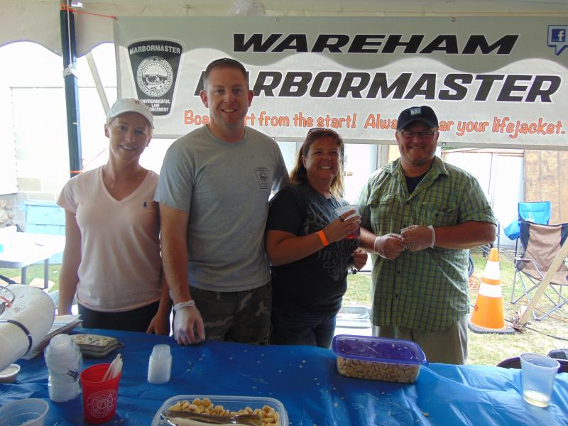 Mary Bruce, Jamie McIntosh, Jill Perry and Garry Buckminster of the Wareham Harbormaster Department had fresh clams from Onset Harbor in their chowder. BY TANNER HARDING