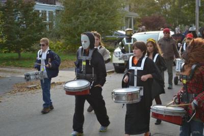 The Sippican Elementary School Drum Corps led the march throughout Marion Center. BY JENNIFER HESHION
