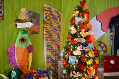 Christmas trees and palm trees were closely displayed throughout Handy's Tavern. BY JENNIFER HESHION