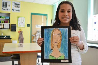 Cassidy Bart made her self-portrait in the style of Amedeo Modigliani - with a long neck and a long nose. BY JENNIFER HESHION
