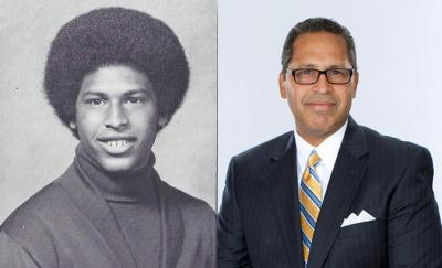 Jeffrey Pina's senior photo shows a hip 70s afro, which the senior executive has since traded in for a more professional look. COURTESY WAYNE CASWELL AND JEFFREY PINA