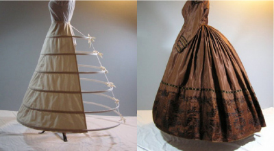 Tarleton recreated the crinoline for this mid-19th century dress and also did conservation work on the silk dress. COURTESY KATHRYN TARLETON