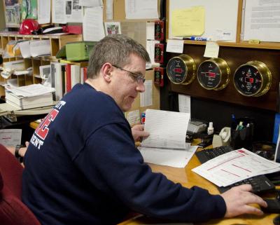 Pat Dawson had the challenging task of dispatching the Mattapoisett Fire Department to a stream of needs across the town. BY GEORGIA SPARLING