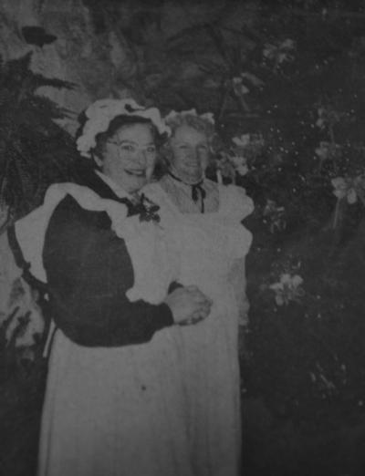 Club members Virginia Barry, left, and Jeanne Collins celebrate the first annual Holiday House Tour at Handy's Tavern in 1986. COURTESY SIPPICAN WOMAN'S CLUB