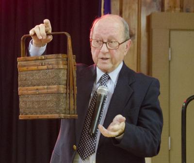 This handwoven Japanese basket was purchased at an antique store in Rhode Island for $18, but Callan said it was worth $125. BY GEORGIA SPARLING