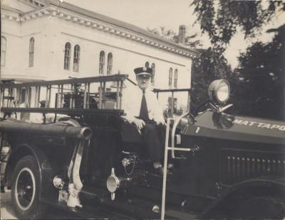 Lt. Dubois is still trying to dig up facts about the department's history, including the name of the Fire Chief in this picture. COURTESY MATTAPOISETT FIRE DEPARTMENT