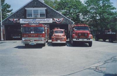 This photo from 2008 compares an old fire truck with a much bigger new one. COURTESY MATTAPOISETT FIRE DEPARTMENT