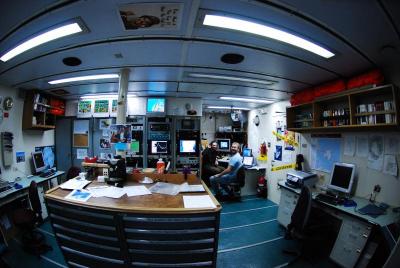 With the help of a fisheye lens, Hickey captures a room in Palmer Station research facility. COURTESY ALAN HICKEY