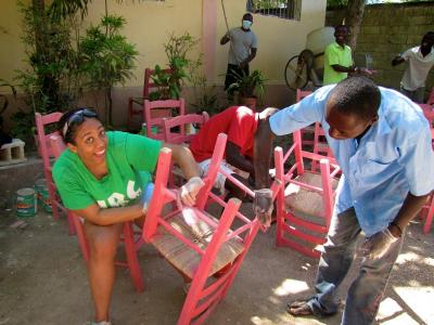 We painted the inside and outside of the church with the young people of EBO...and then we painted around 200 chairs. BY GEORGIA SPARLING