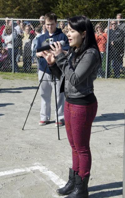 Janelle Garcia, a finalist on X-Factor and resident of Rochester, sang the National Anthem. BY GEORGIA SPARLING