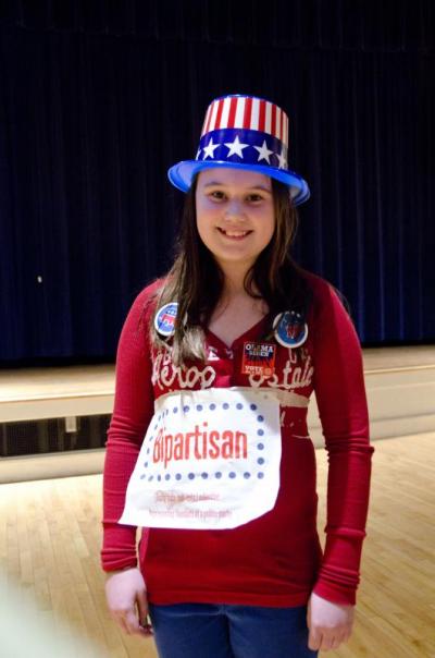 News buff Lauren Craig, a sixth grade student, chose bipartisan as her word. "I always like listening to political stuff, and watch that stuff on TV. So I decided to do that," she said. BY GEORGIA SPARLING