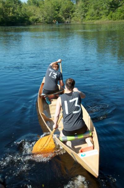 The race starts at Grandma Hartley's pond, with boats going one at a time to make sure there isn't too much bottlenecking at the portages between ponds. BY GEORGIA SPARLING