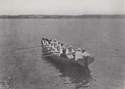 This cutter vessel from 1918 was a predecessor to the racing crew shell at Tabor, and was donated by the Navy as Tabor Academy was a Naval Honors School, noted documentary filmmaker Jack Gordon. COURTESY TABOR ACADEMY. CAPTION COURTESY: JACK GORDON