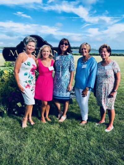 From the left: Diane Kelley, Liz Hatch, Suzy Taylor, Phyllis Partridge, and Merry Conway, all of Marion. BY CHRIS REAGLE
