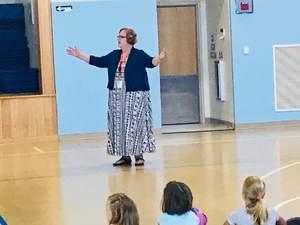 Center School and Old Hammondtown School Principal Rosemary Bowman welcomed Center School students back with warm and welcoming remarks. Center School educated the town's youngest children.