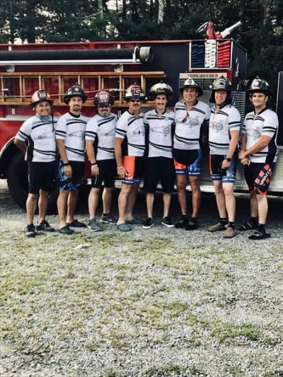 Eight firefighters cyclists, including three from Rochester Fire Dept, left Friday morning, Aug. 24, for the first Rochester Brotherhood Ride.