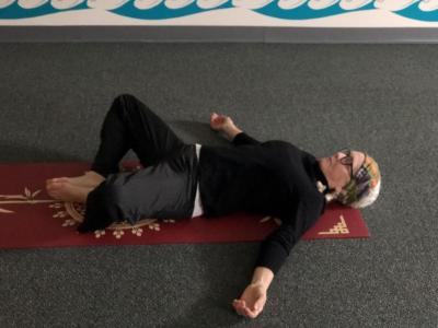 Reclining bound angle yoga pose