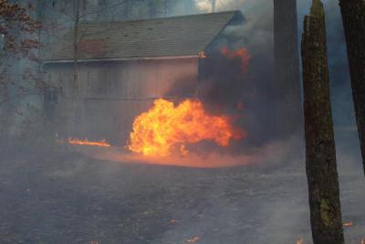 A fire damaged two buildings at Camp Hadley on Wednesday, March 8. Photo courtesy: Marion Police Department Facebook.