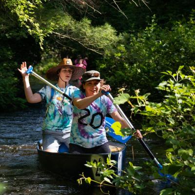 Calvin Payne, left, and Maggie Payne, right, glide down the river. They finished with a time of 2:52:21.
