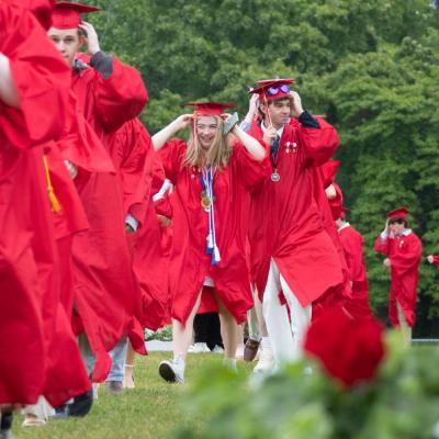 The Old Rochester Regional High School Class of 2023 makes their way into their graduation ceremony on Saturday, June 3. Photo by: Sawyer Smook-Pollitt