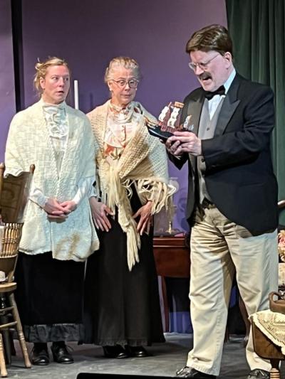 Martha (Bethany Lamoureux) and Abby Brewster look on at Teddy Brewster. “Arsenic & Old Lace” is a farcical comedy written by Joseph Kesselring that first opened in 1941.