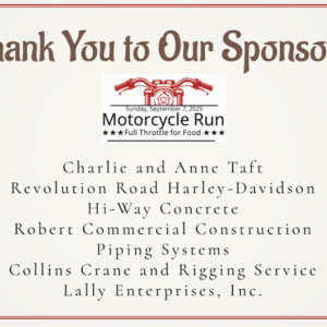 Damien’s Pantry, Motorcycle Run, Sponsors