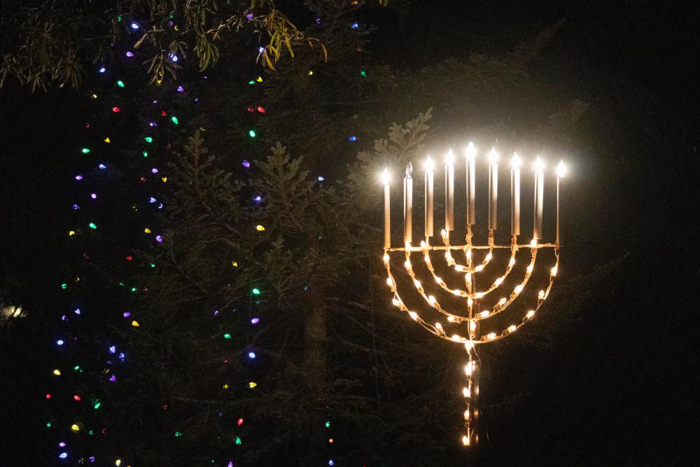 A menorah stood tall in Marion’s Bicentennial Park.