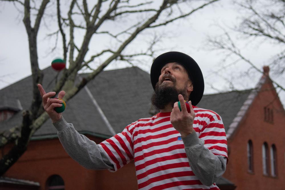 Criss-Cross the Juggler has made regular appearances at the Marion Village Christmas Stroll for “a few years,” he said.