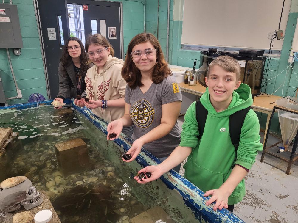 From left to right: Lilia Lopez Del Moral, Wareham, Lia Estes, Marion, Emma Pacheco, Wareham and Kent Spooner, Marion.