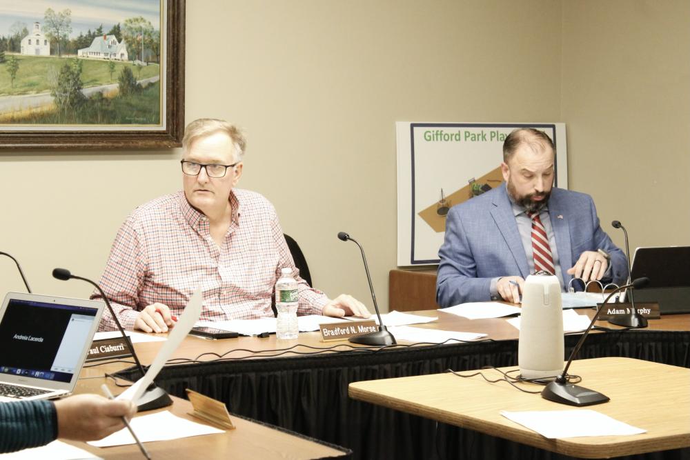 Rochester Select Board members Bradford Morse and Adam Murphy at a meeting. Photo by Grace Ann Natanawan
