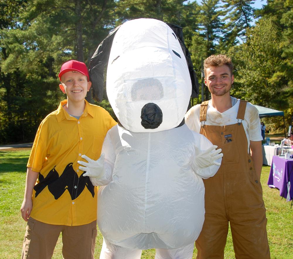 Old Colony theater students dress as "Peanuts" characters. (From left to right) Daniel Kane as Charlie Brown, William Kane as Snoopy and Cameron Makuch as Pig-Pen. Old Colony theater students (from left to right) Daniel Kane as Charlie Brown, William Kane as Snoopy and Cameron Makuch as Pig-Pen