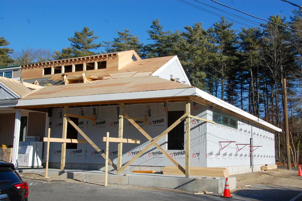 Construction began two months ago. The roof is almost fully completed. Photos by Mari Huglin