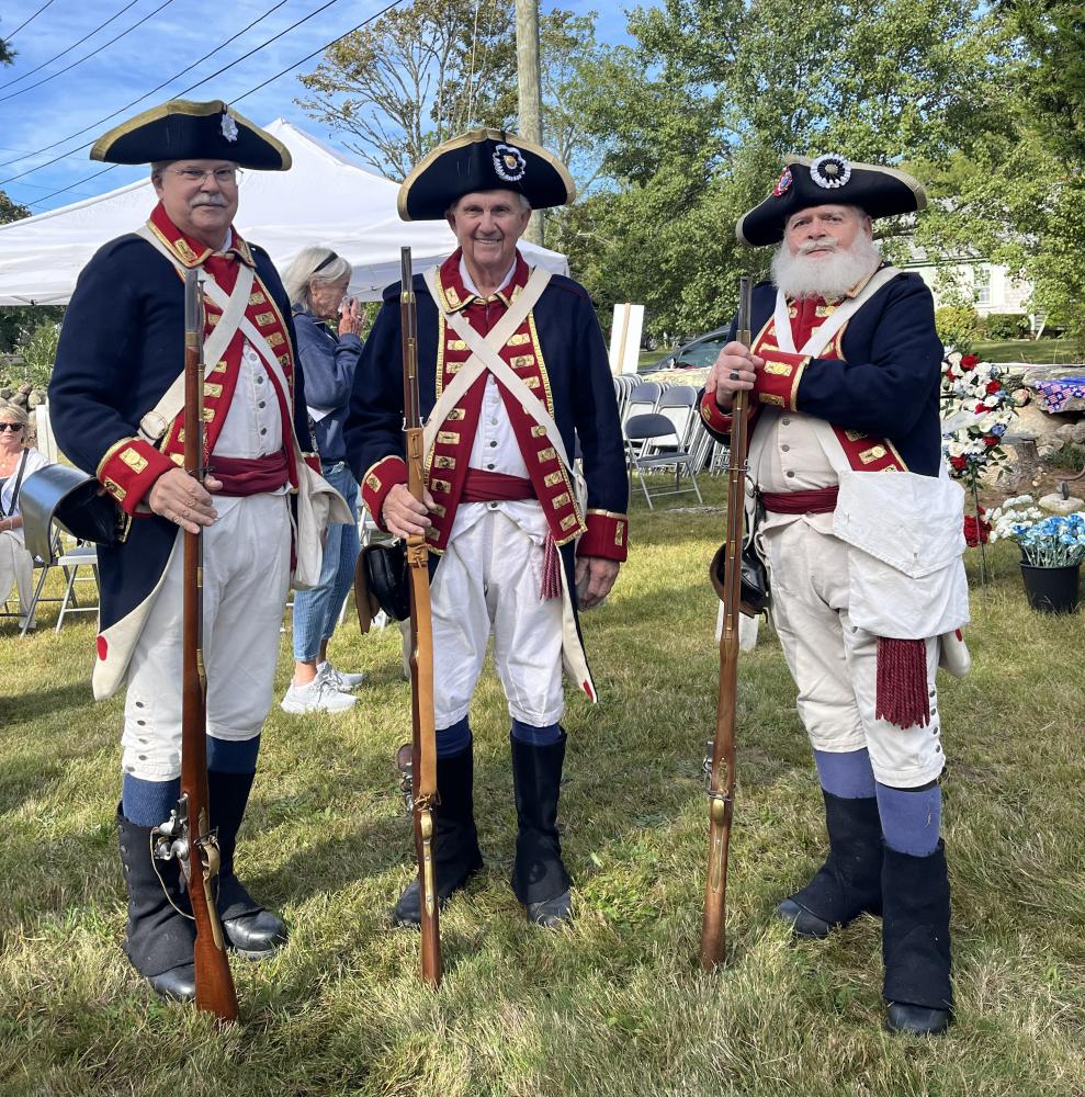 Sons of the American Revolution from the left: Brad Bittenbender, Stephen Watts and Scott Tourtellot. Members of the Sons of the American Revolution can trace their bloodline back to soldiers of the Revolutionary War.