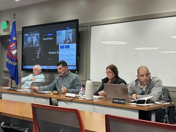 The Mattapoisett Board of Health and Select Board met Thursday, Oct. 30 to elect a new Board of Health member. From left to right: Carmelo Nicolosi, Tyler Macallister, Jodi Bauer and Michael Lorenco. 