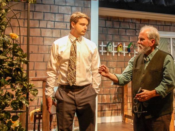 Rick Sherburne (right) directs Oliver Asker who plays Hal in "Proof". Photos by Mari Huglin  