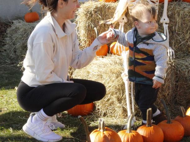 Fairhaven resident Dayme Maloney with her 1-year-old son Bennett Maloney pick out pumpkins. Photos by Grace Ann Natanawan